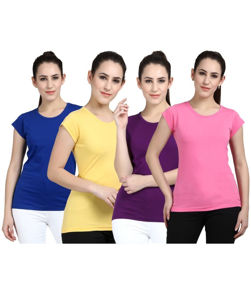     			Diaz - 100% Cotton Regular Multicolor Women's T-Shirt ( Pack of 4 )