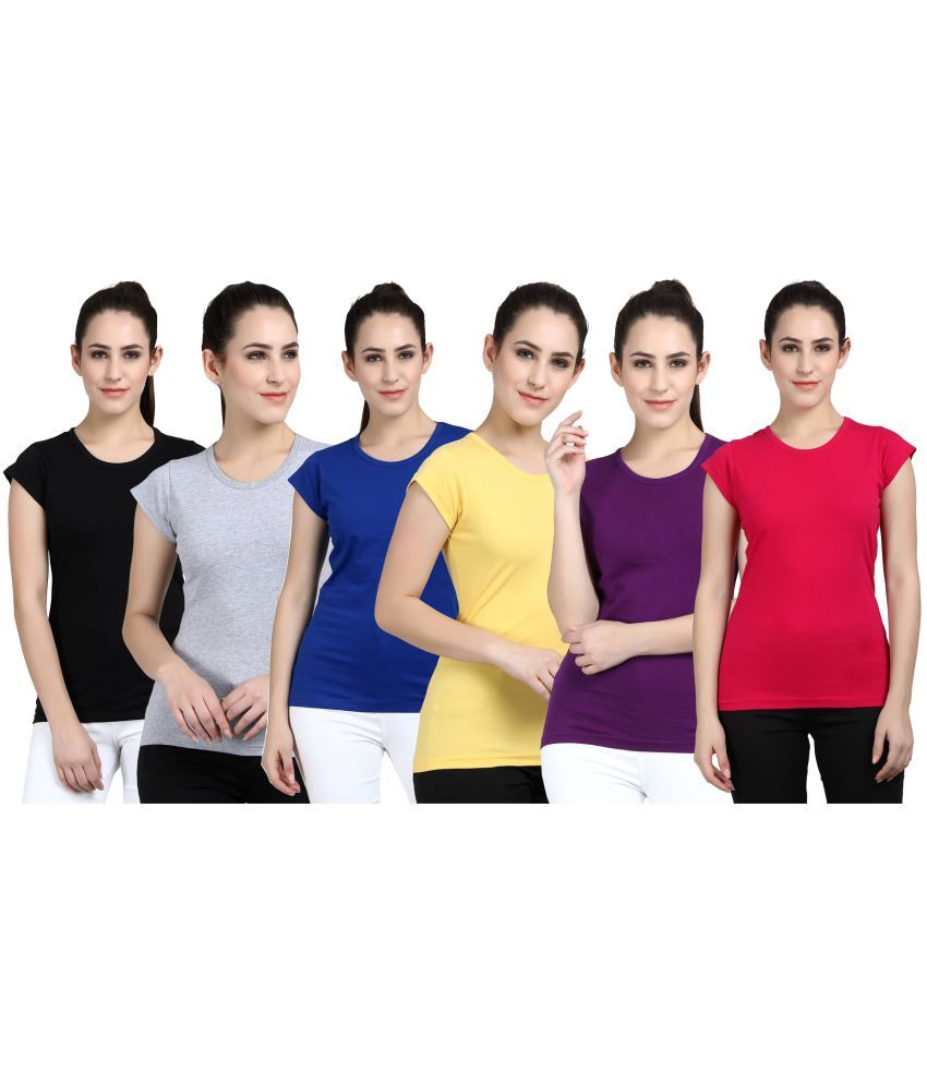     			Diaz - 100% Cotton Regular Multicolor Women's T-Shirt ( Pack of 6 )