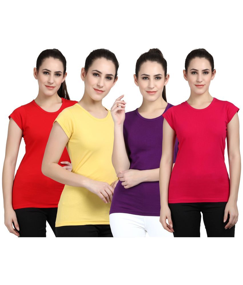     			Diaz - 100% Cotton Regular Multicolor Women's T-Shirt ( Pack of 4 )