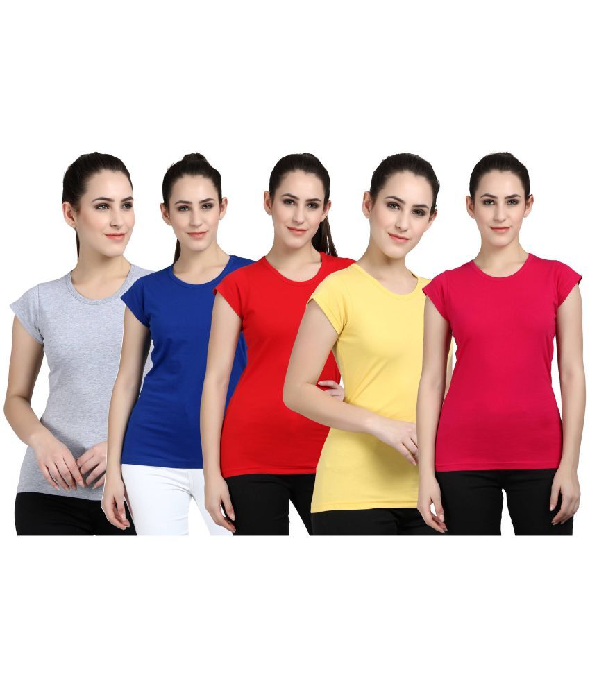     			Diaz - 100% Cotton Regular Multicolor Women's T-Shirt ( Pack of 5 )