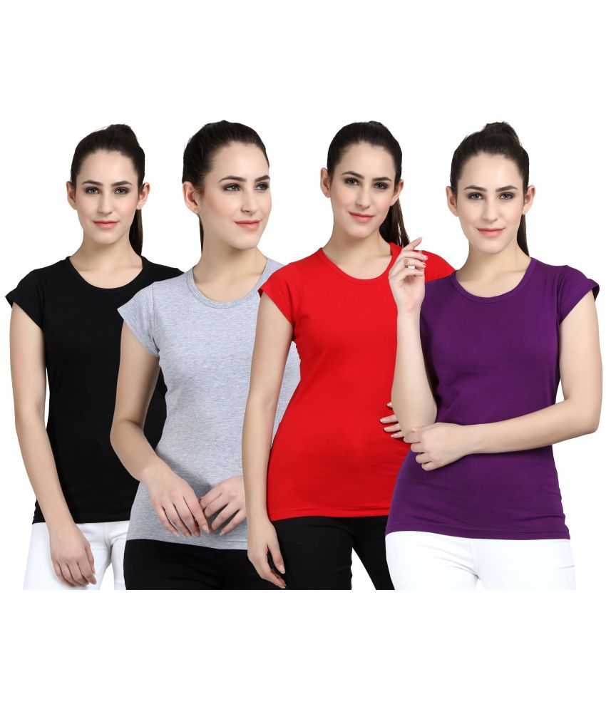     			Diaz - 100% Cotton Regular Multicolor Women's T-Shirt ( Pack of 4 )