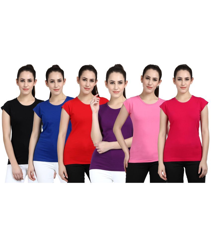     			Diaz - 100% Cotton Regular Multicolor Women's T-Shirt ( Pack of 6 )