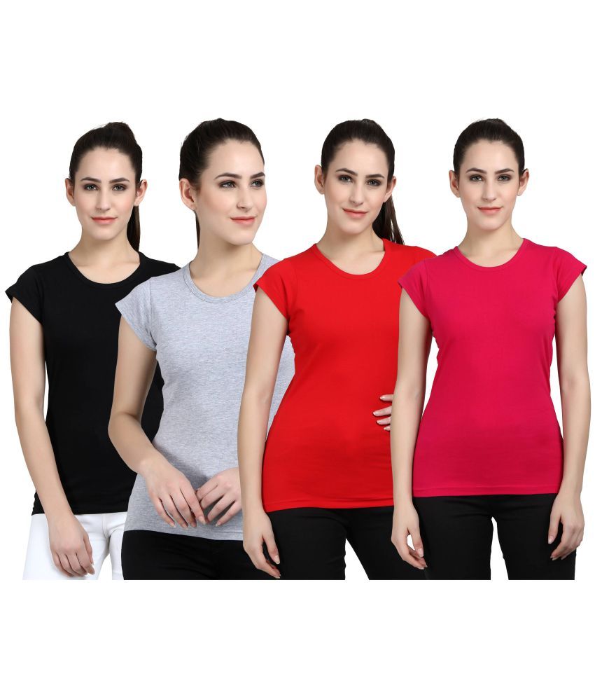     			Diaz - 100% Cotton Regular Multicolor Women's T-Shirt ( Pack of 4 )