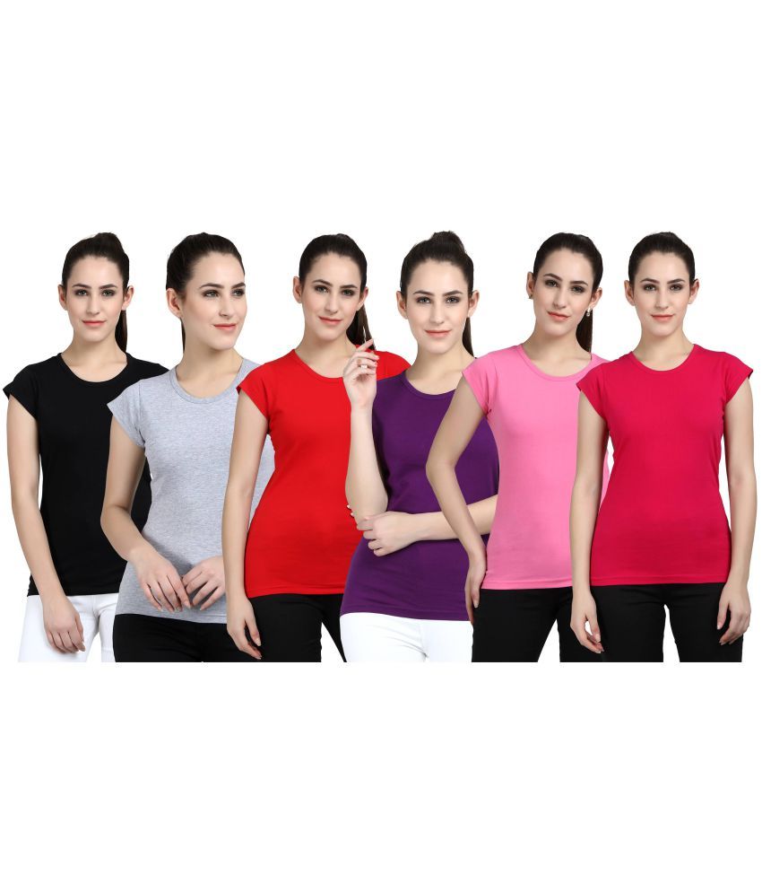     			Diaz - 100% Cotton Regular Multicolor Women's T-Shirt ( Pack of 6 )