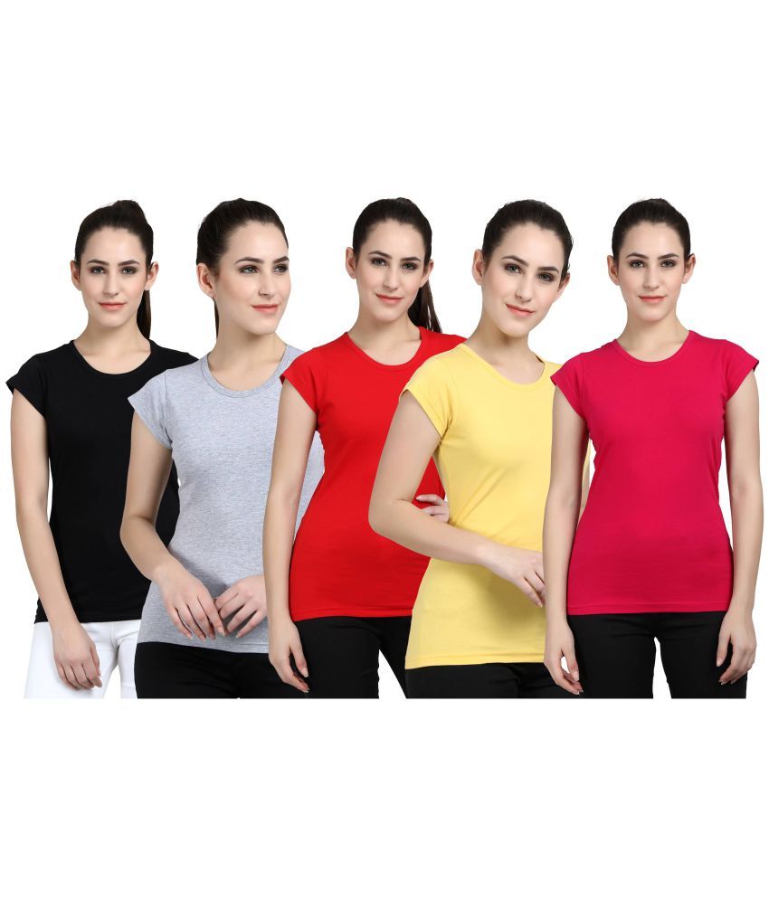     			Diaz - 100% Cotton Regular Multicolor Women's T-Shirt ( Pack of 5 )