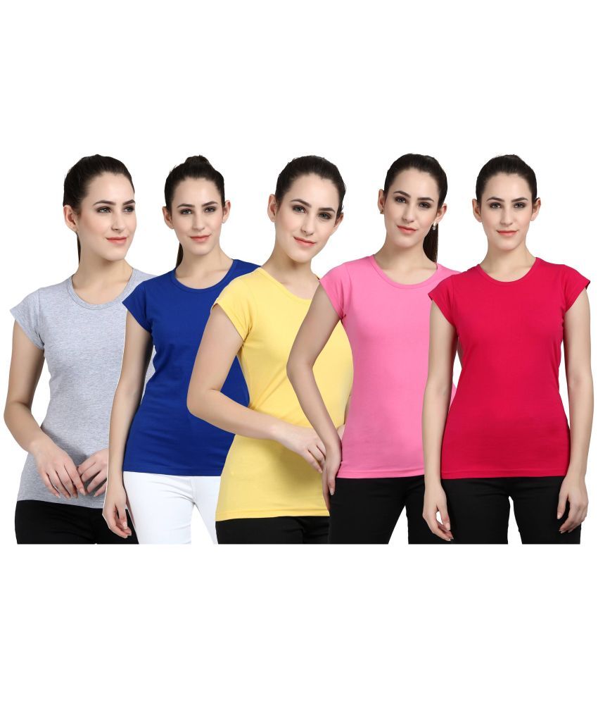     			Diaz - 100% Cotton Regular Multicolor Women's T-Shirt ( Pack of 5 )