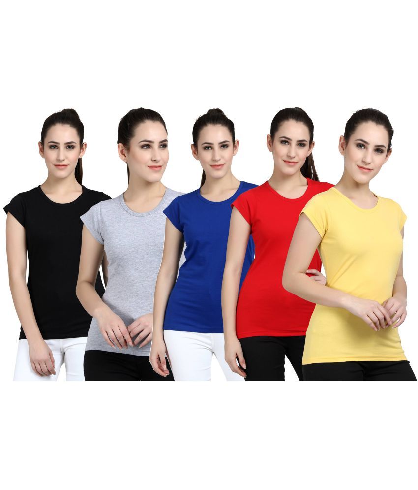     			Diaz - 100% Cotton Regular Multicolor Women's T-Shirt ( Pack of 5 )