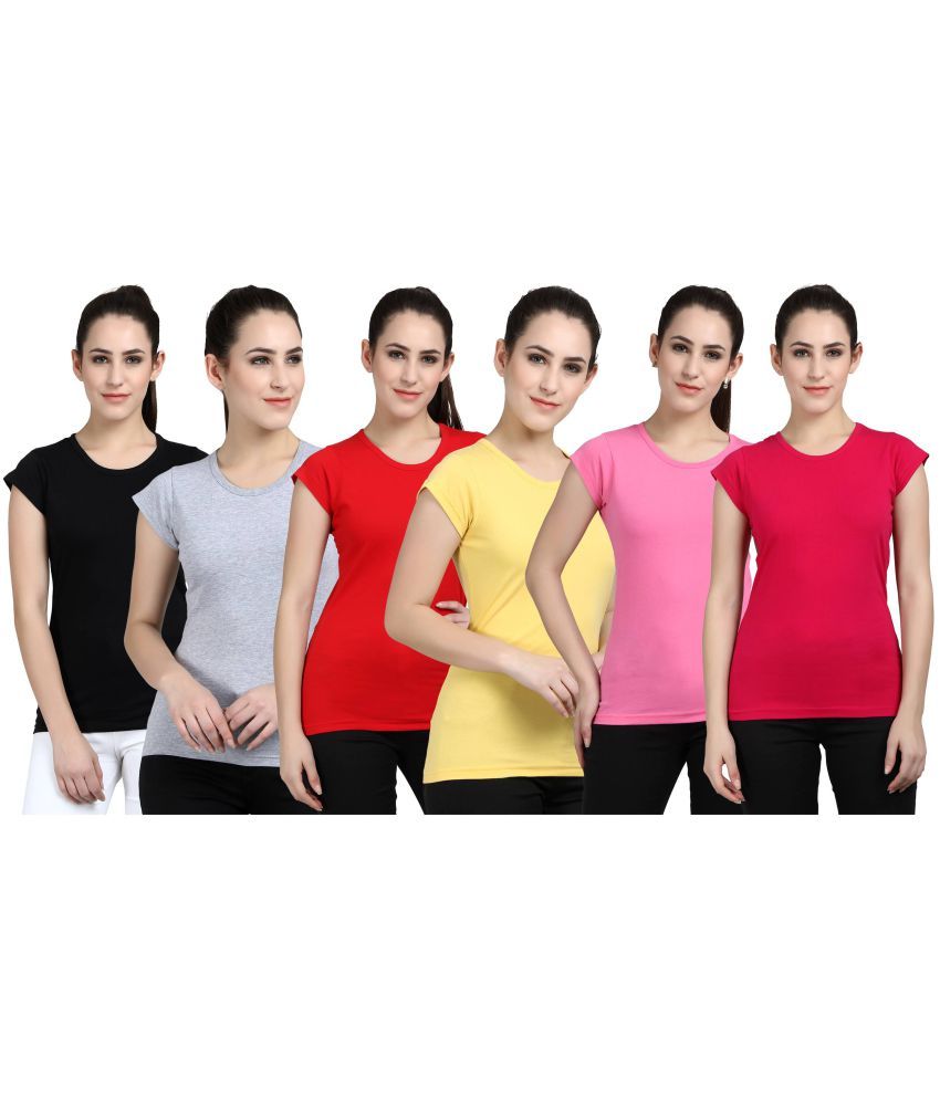     			Diaz - 100% Cotton Regular Multicolor Women's T-Shirt ( Pack of 6 )