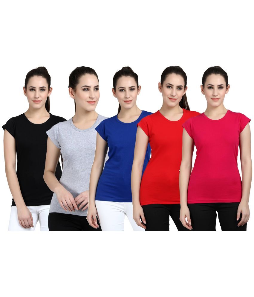     			Diaz - 100% Cotton Regular Multicolor Women's T-Shirt ( Pack of 5 )