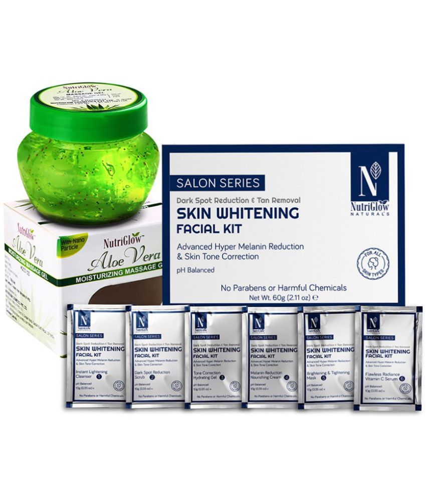     			Nutriglow Whitening Facial Kit 60gm + Aloe Vera Massage Gel 100gm (Pack of 2)