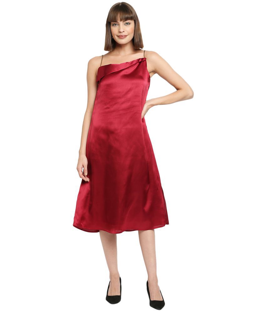    			Ammarzo - Satin Maroon Women's A- line Dress ( Pack of 1 )
