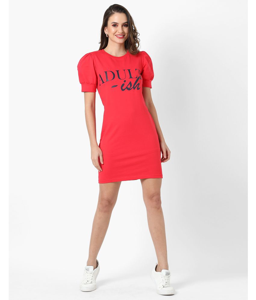     			Campus Sutra - Cotton Red Women's T-shirt Dress ( Pack of 1 )