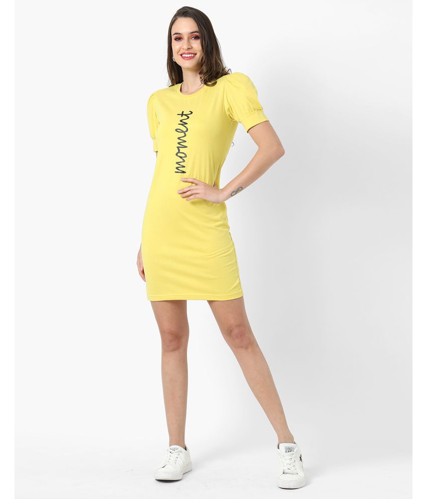     			Campus Sutra - Cotton Yellow Women's Bodycon Dress ( Pack of 1 )
