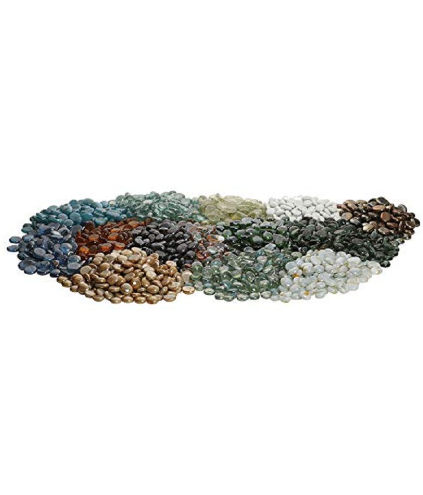     			VANNEF Stone Glossy Finish Decorative Shiny Glass Pebbles for Aquarium Vase Filler Home Garden & Outdoor Decoration (Multi_Colour_1Kg)