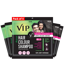 VIP Black Hair Colour Shampoo for Men, 20ml, Pack of 5 | Instant Beard Color | Alternate to Traditional Hair Dye -100% Grey Coverage