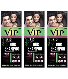 VIP Hair Colour Shampoo, Brown, 180ml (Pack of 3) for Men and Women