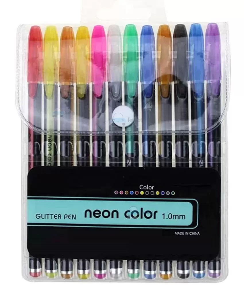 Generic Colored Pens - Gel Pens - Adult Coloring Pens - Glitter Pens 12  Colors @ Best Price Online