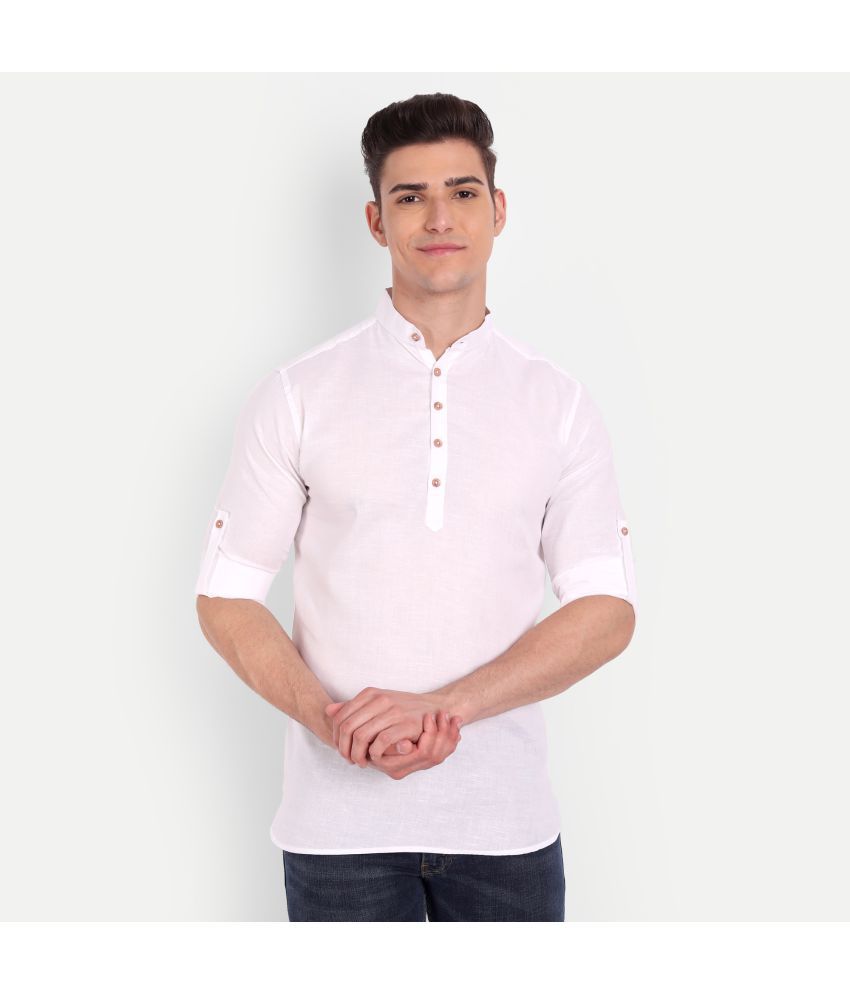     			Vida Loca - White Linen Slim Fit Men's Casual Shirt (Pack of 1)