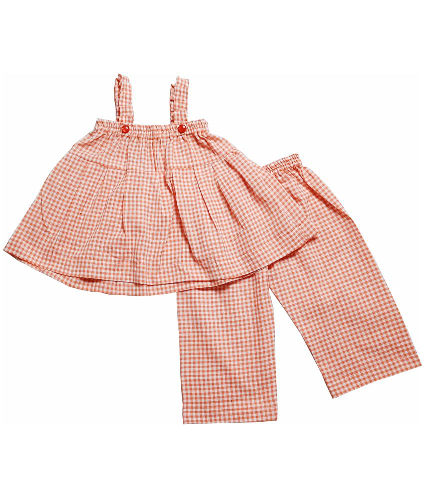    			harshvardhanmart.com - Peach 100% Cotton Girls Top With Palazzo ( )