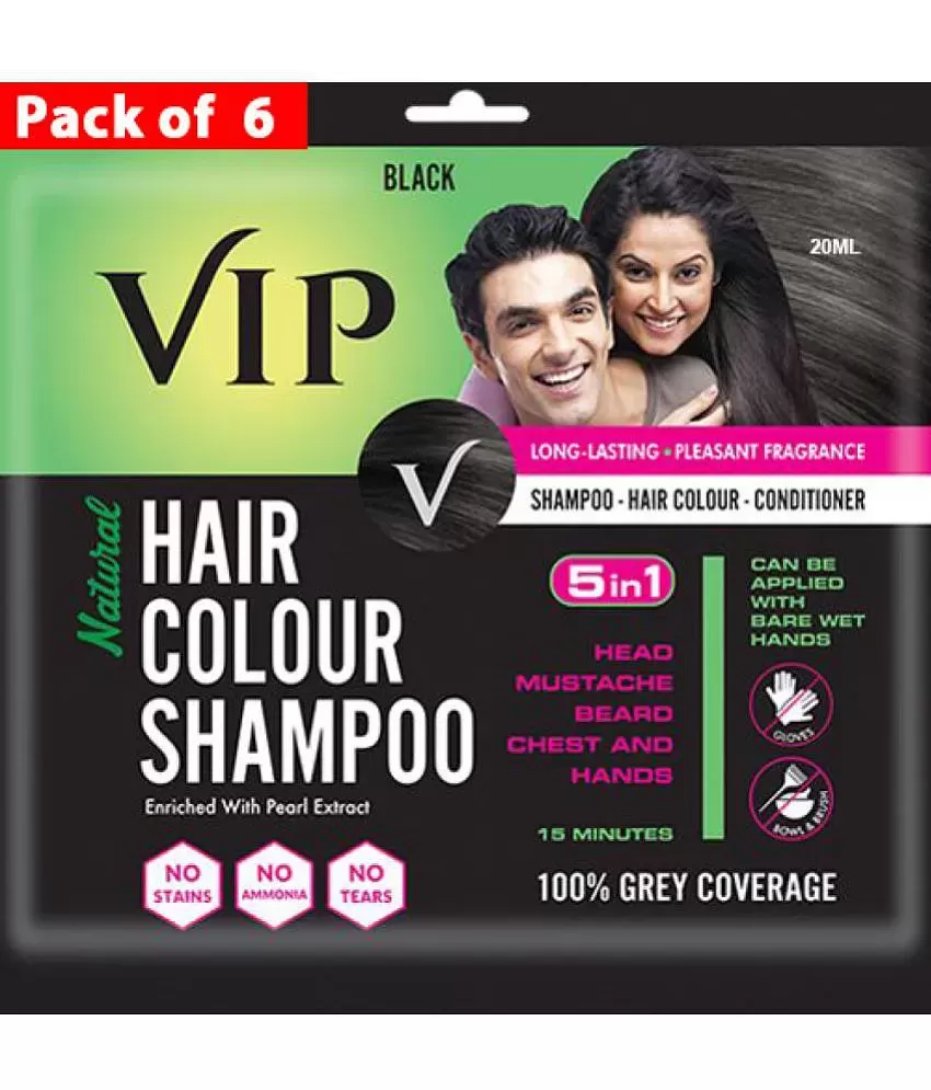VCare Shampoo Hair Color Black Instant Hair Colour Shampoo Black  Natural  Black for Men and