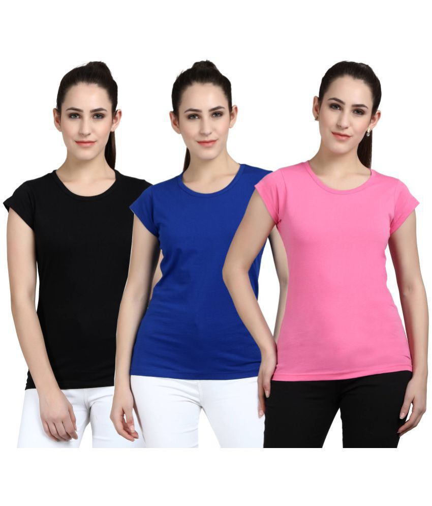     			Diaz - Multicolor 100% Cotton Regular Women's T-Shirt ( Pack of 3 )