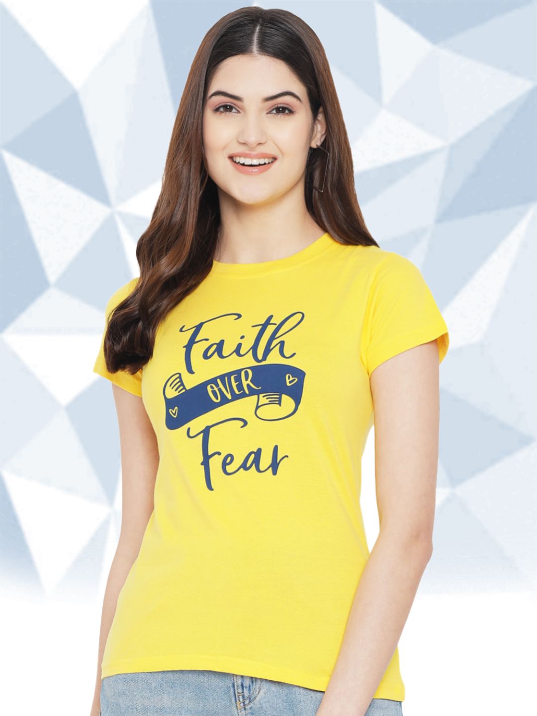     			Fabflee - Yellow 100% Cotton Regular Women's T-Shirt ( Pack of 1 )