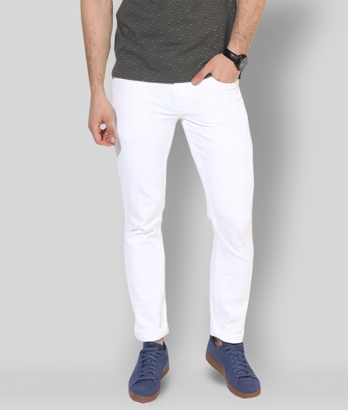     			HALOGEN - White Cotton Blend Slim Fit Men's Jeans ( Pack of 1 )