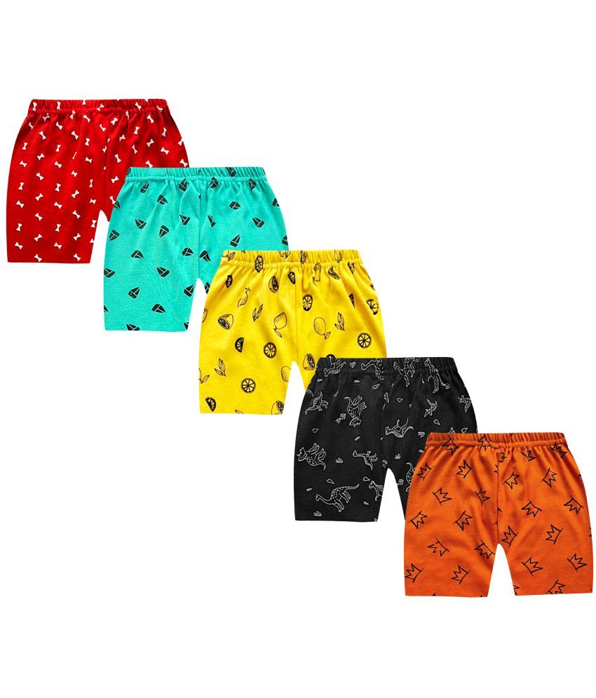     			Kuchipoo Boys and Girls Unisex Cotton Shorts (KUC-SHT-107, Multicolor) - Pack of 5