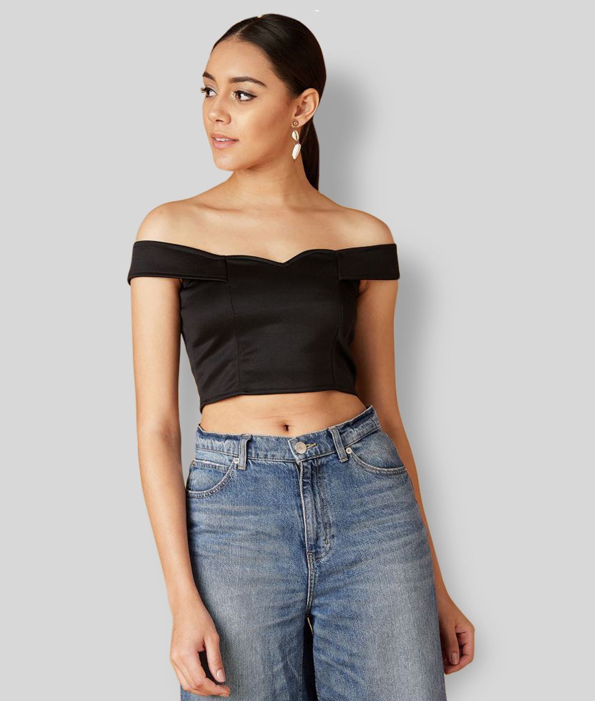     			Chimpaaanzee - Black Polyester Women's Crop Top ( Pack of 1 )