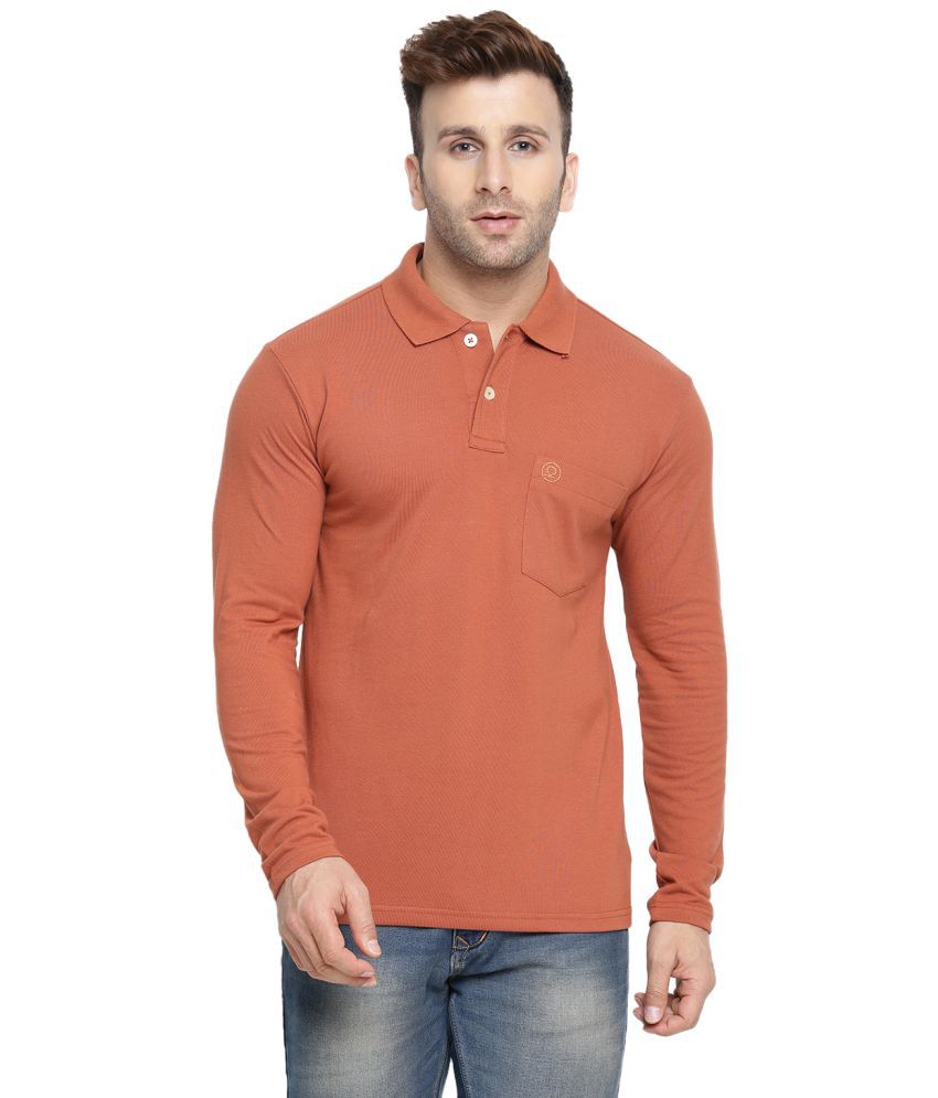     			Chkokko - Rust Cotton Blend Regular Fit Men's Polo T Shirt ( Pack of 1 )