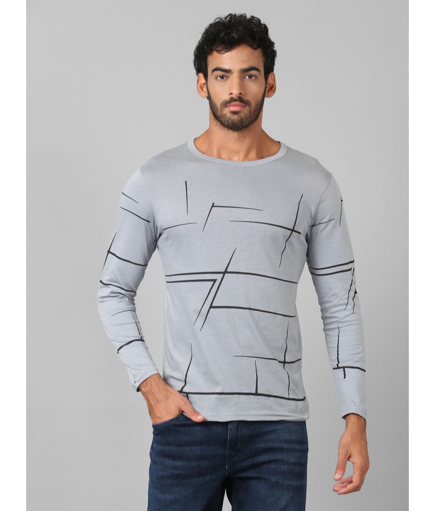 David Crew - Grey Cotton Blend Regular Fit Men's T-Shirt ( Pack of 1 )