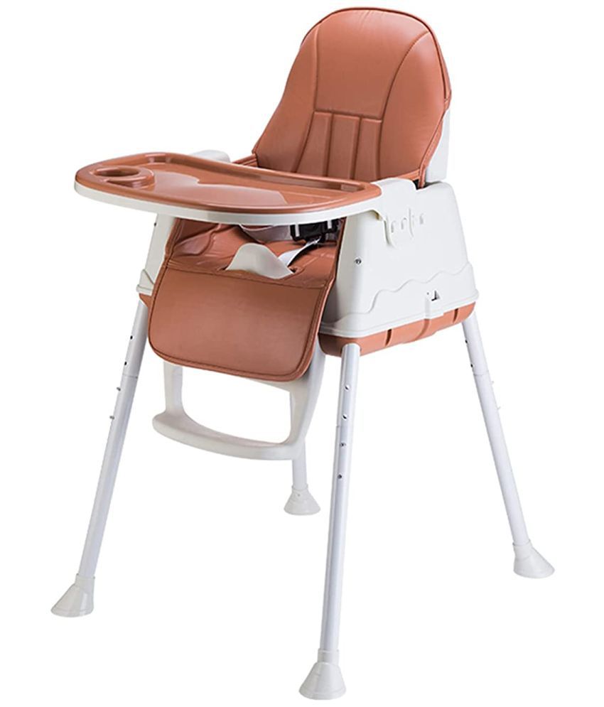     			5 In 1 High Chair With Adjustable Height, Dining Tray, Wheels, Premium Design, Soft Cushion, Brown