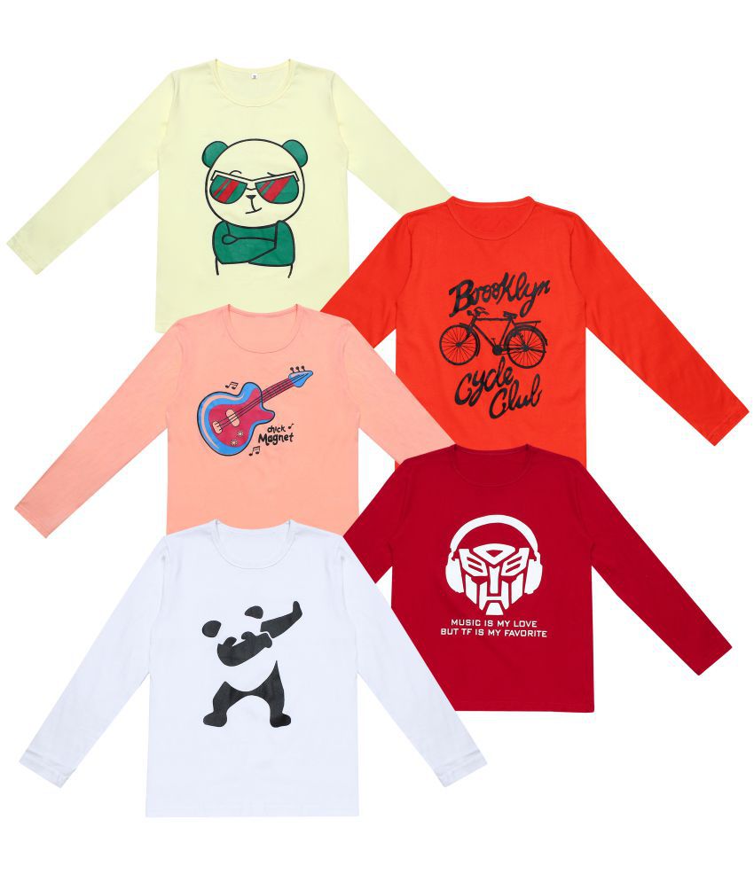     			Diaz - Multicolor 100% Cotton Regular Fit Boys T-Shirt ( Pack of 5 )