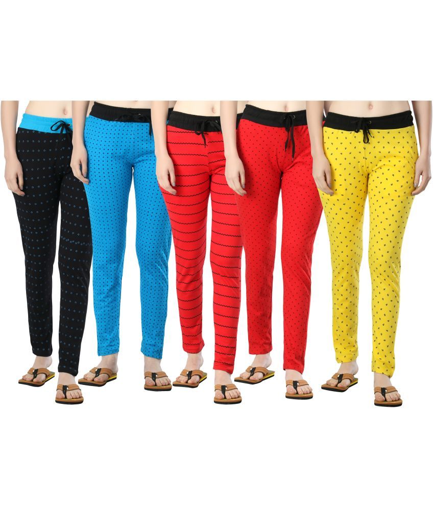     			Diaz - Multicolor 100% Cotton Women's Running Trackpants ( Pack of 5 )