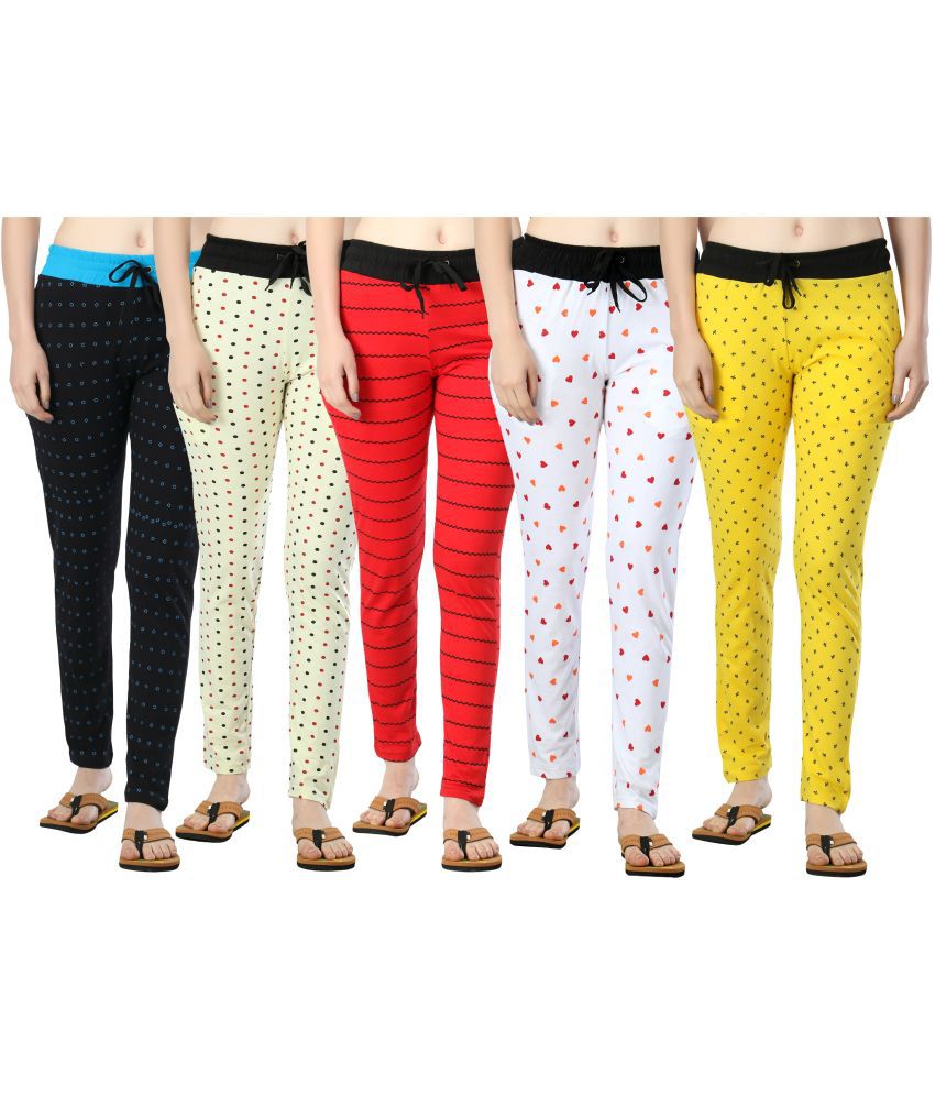     			Diaz - Multicolor 100% Cotton Women's Running Trackpants ( Pack of 5 )