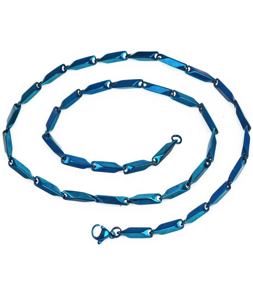     			Fashion Frill Stainless Steel Blue Rice Design Neck Chain Chains For  Men s Stylish Boys - 22 Inch