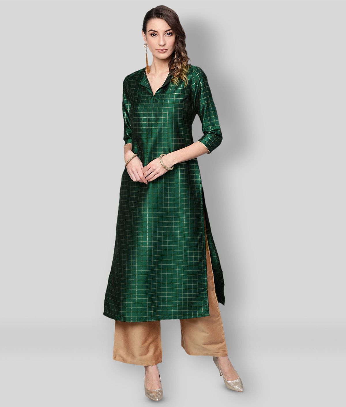 AKS - Green Polyester Women's Straight Kurti ( Pack of 1 )