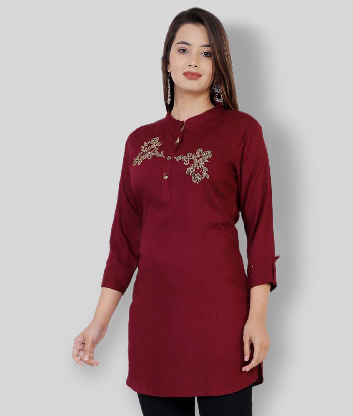     			HIGHLIGHT FASHION EXPORT - Red Rayon Women's Straight Kurti