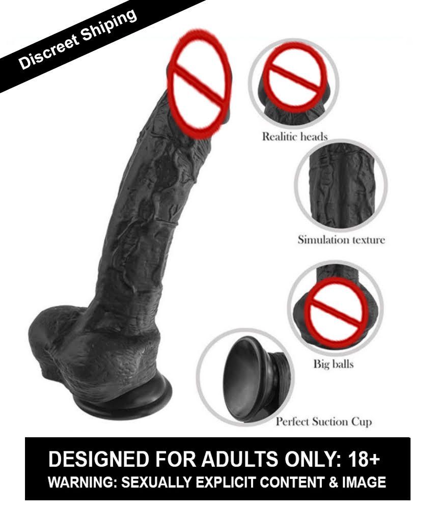     			9 Inch Black Head Realistic Sexual Black  Dildo With Strong Suction Cup Sex Toy For Women