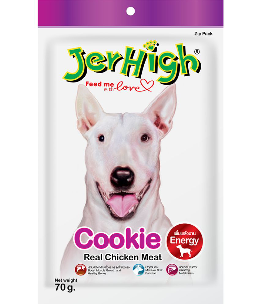     			Jerhigh Chicken Dog Treats, Human Grade High Protein Chicken, Fully Digestible Healthy Snack & Training Treat, Free from by-Products & Gluten, Cookie 70gm (3X 70g)