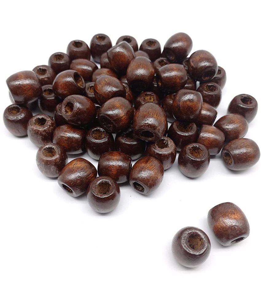     			PRANSUNITA Large Hole Wooden Beads for Macrame – Dark Brown Dyed Round Loose Beads Unfinished Wood Spacer Beads for Bracelet Pendants Crafts DIY Jewellery Making (16 mm)- Pack of 50 pcs