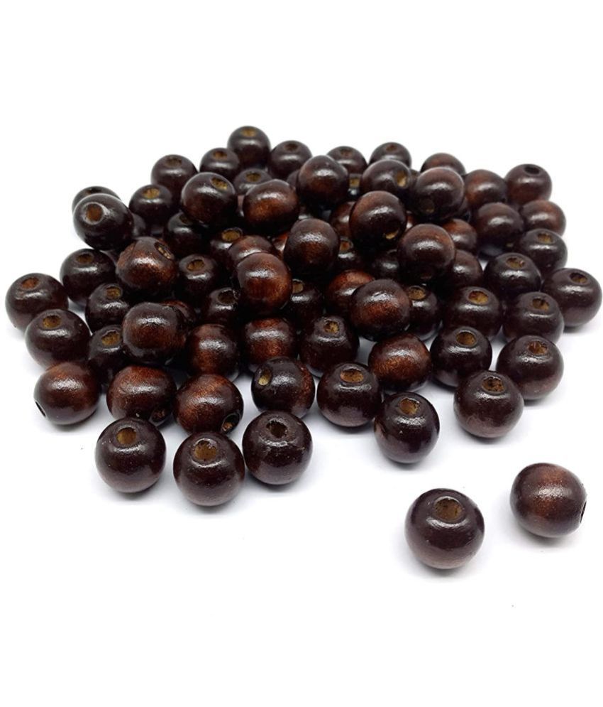     			PRANSUNITA Large Hole Wooden Beads for Macrame – Dark Brown Dyed Round Loose Beads Unfinished Wood Spacer Beads for Bracelet Pendants Crafts DIY Jewellery Making (14 mm)- Pack of 50 pcs