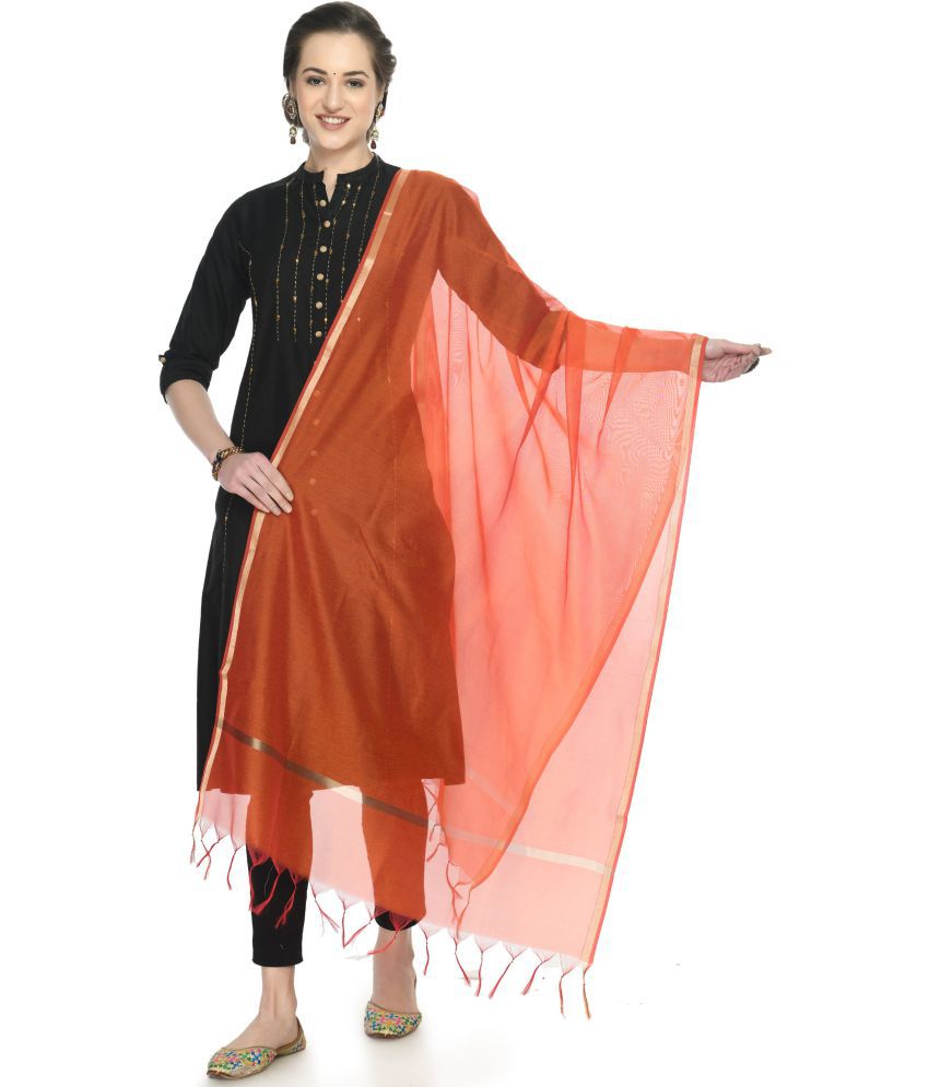     			A R Silk - Orange Cotton Women's Dupatta - ( Pack of 1 )