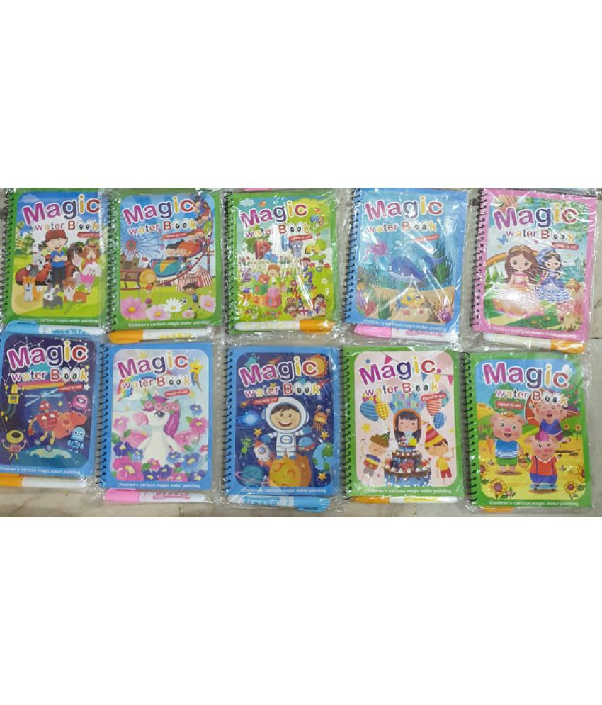     			Childrens Cartoon Magic Water Painting Books - Water Magic Books - Set of 10 Books