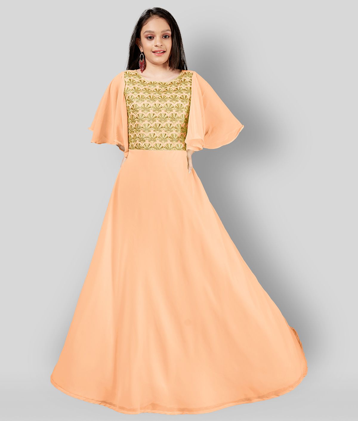     			Fashion Dream - Peach Georgette Girl's Gown ( Pack of 1 )