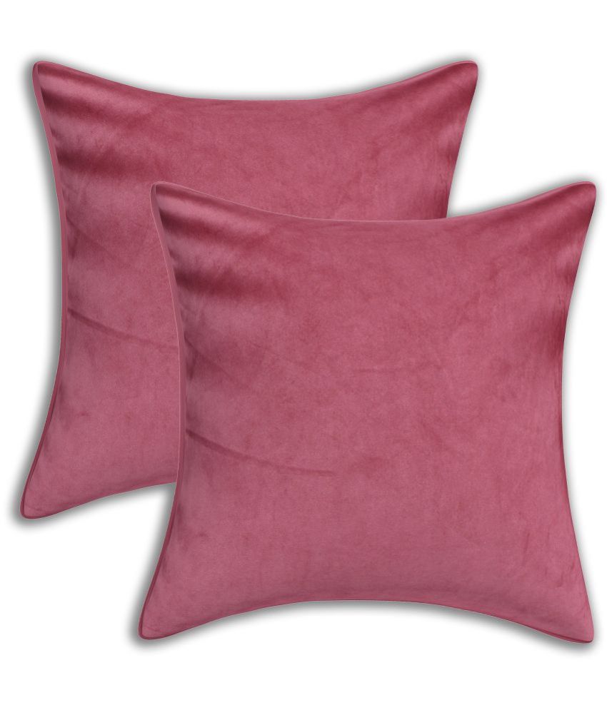     			INDHOME LIFE - Peach Set of 2 Velvet Square Cushion Cover