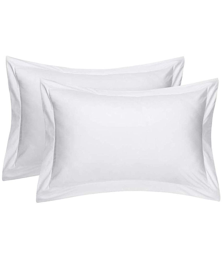     			MAHALUXMI COLLECTION Pack of 2 White Pillow Cover