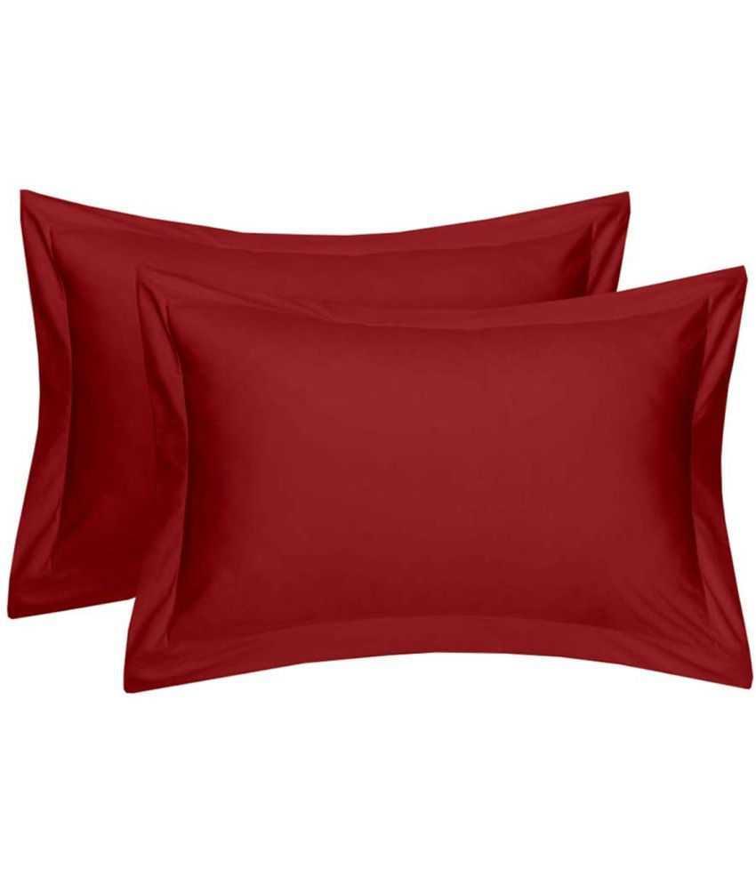     			MAHALUXMI COLLECTION - Pack of 2 Microfibre Solid Standard Size Pillow Cover ( 68.58 cm(27) x 43.18 cm(17) ) - Maroon