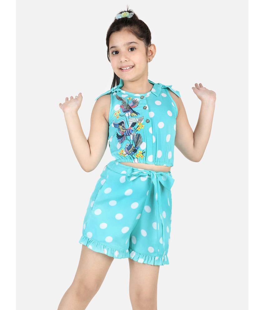     			Naughty Ninos - Sea Green Polyester Girls Top With Shorts ( Pack of 1 )