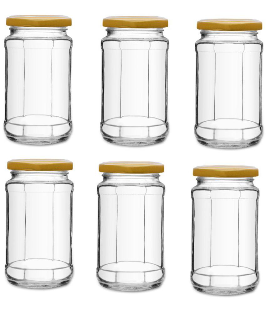     			CROCO JAR - Glass Gold Spice Container ( Set of 6 - 450 )